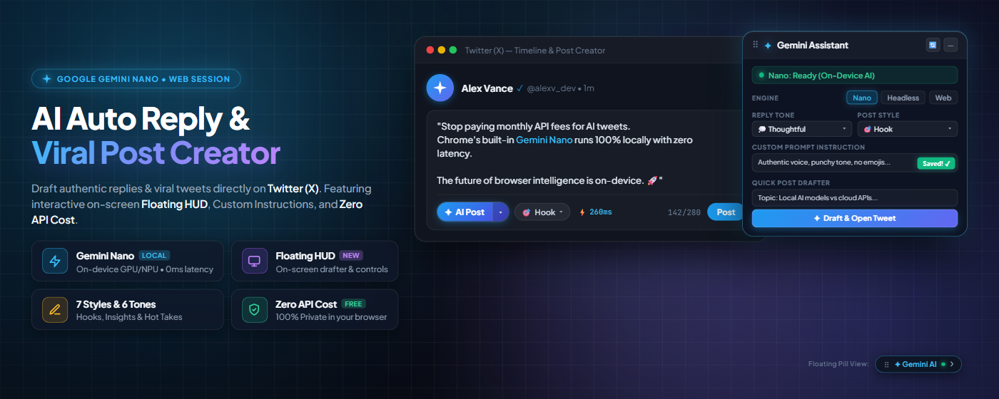Twitter AI Auto Reply Extension Feature Marquee